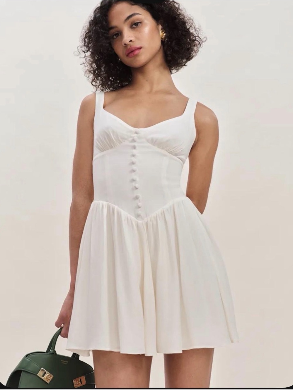 Reformation Ivory Corset Mini Dress